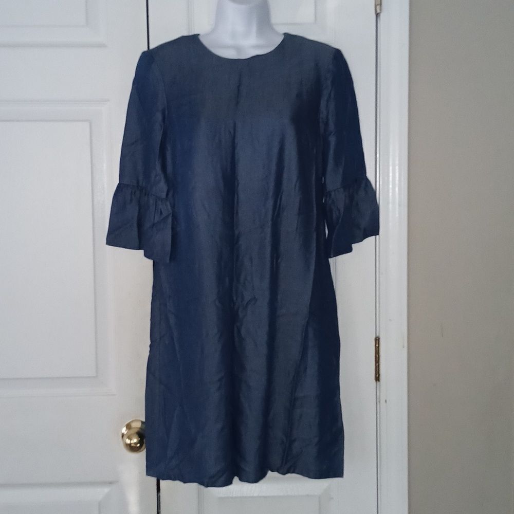Ann Taylor Factory Petite sheath denim material midi dress Sz 6P NWOT